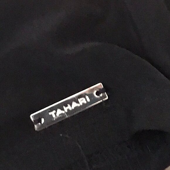 Tahari Black Blouse Top with Faux Pockets 3/4 Sleeves Size M - Picture 3 of 7